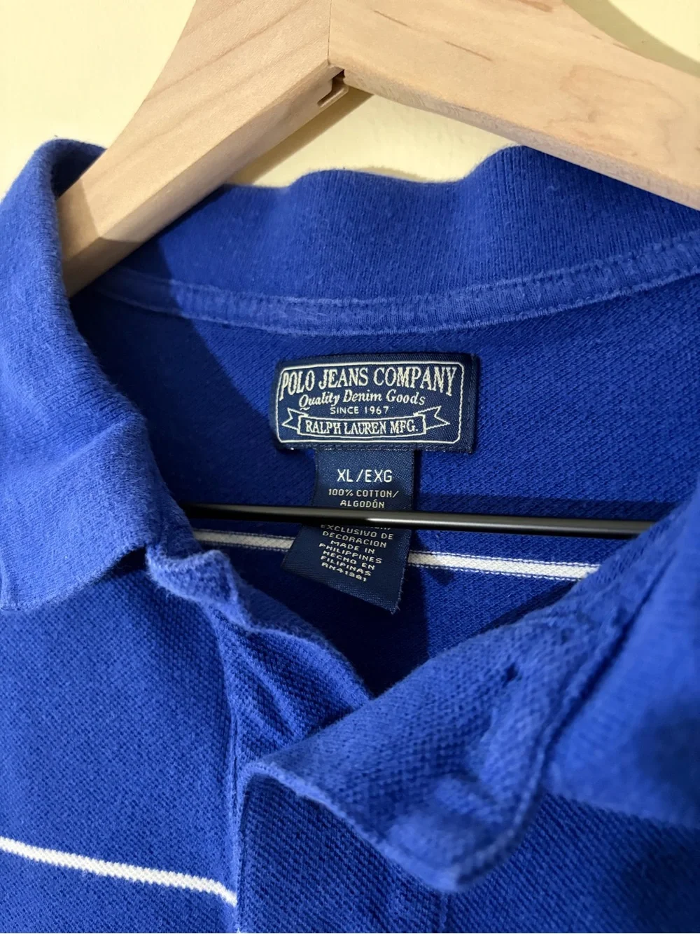 Vintage Ralph Lauren Jeans Blue Stripes Polo Shirt